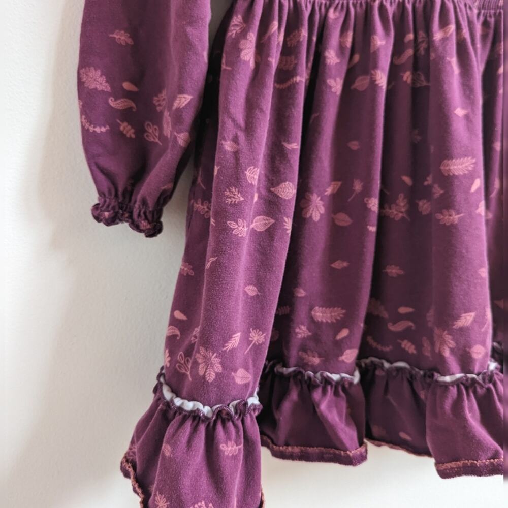 Matilda Jane Dress Girls Ex 6 Purple Autumn Leaves Floral - Picture 2 of 4